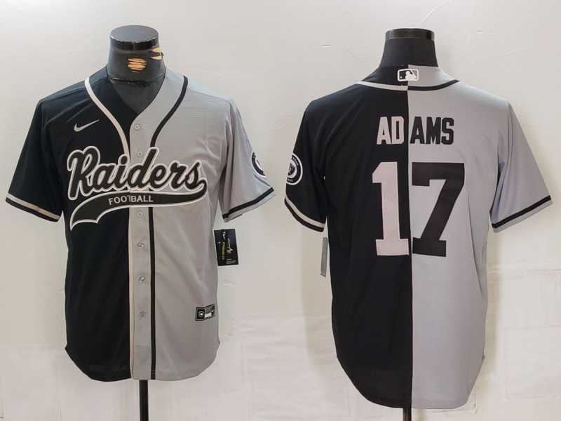 Men%27s Las Vegas Raiders #17 Davante Adams Grey Black Split Cool Base Stitched Baseball Jersey